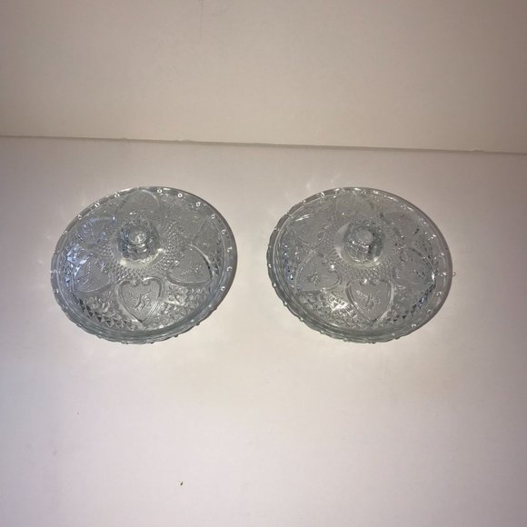 2 KIG Malaysia Hearts and Roses Fleur-de-lis Lidded Candy Nut Potpourri Dish Vin - Picture 4 of 8